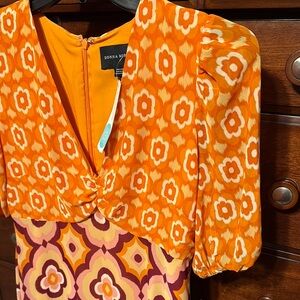Donna Morgan Floral Orange and Pink Dress
